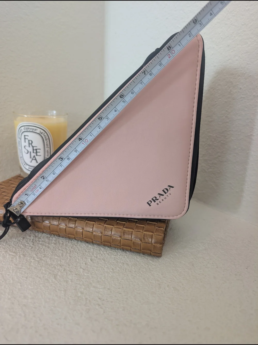 PRADA Beauty Pink Triangle Cosmetic Pouch